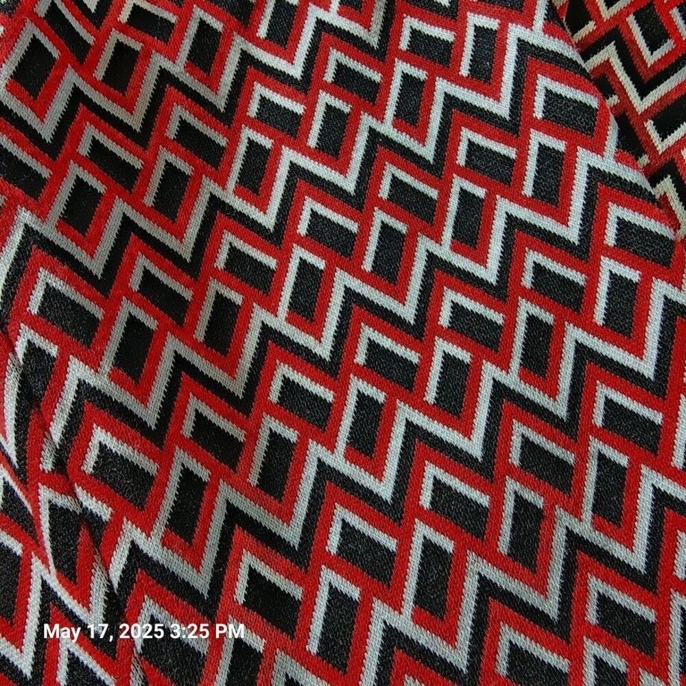 Asos Design Women's Pants Sz 6 Red Black Geometric Pattern Flare Bottom Stretch - Picture 3 of 13